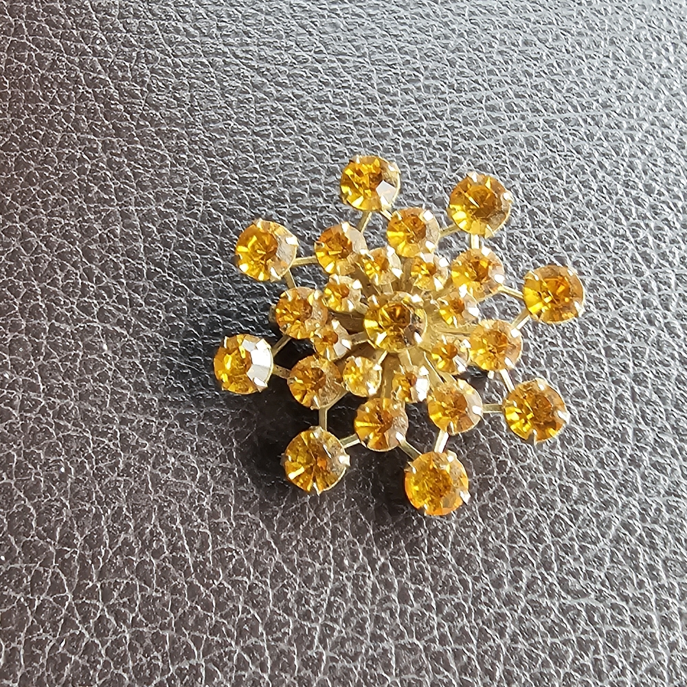 Elegant Gold Crystal Brooch